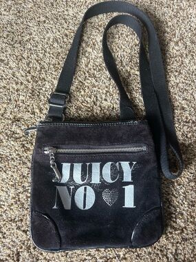 Y2K Juicy Couture Black Crossbody with Silver Logo Print